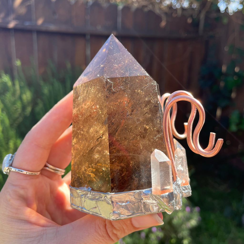 Smoky Rutilated Quartz ring holder