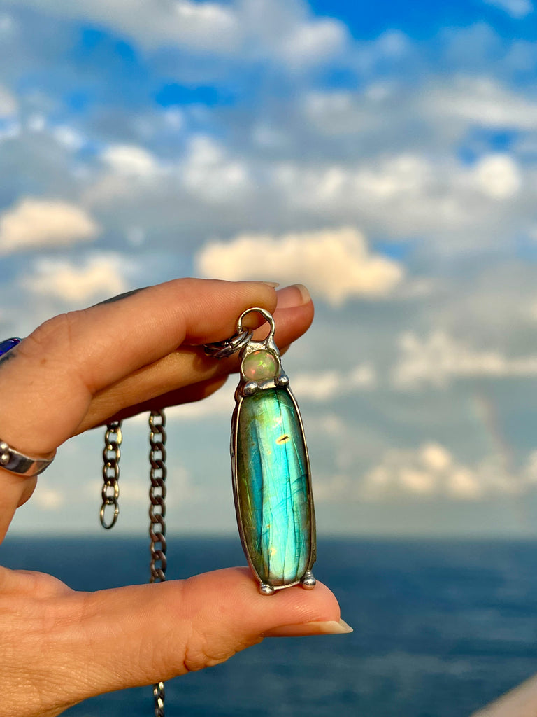 Tobaira Labradorite and Opal amulet no.2