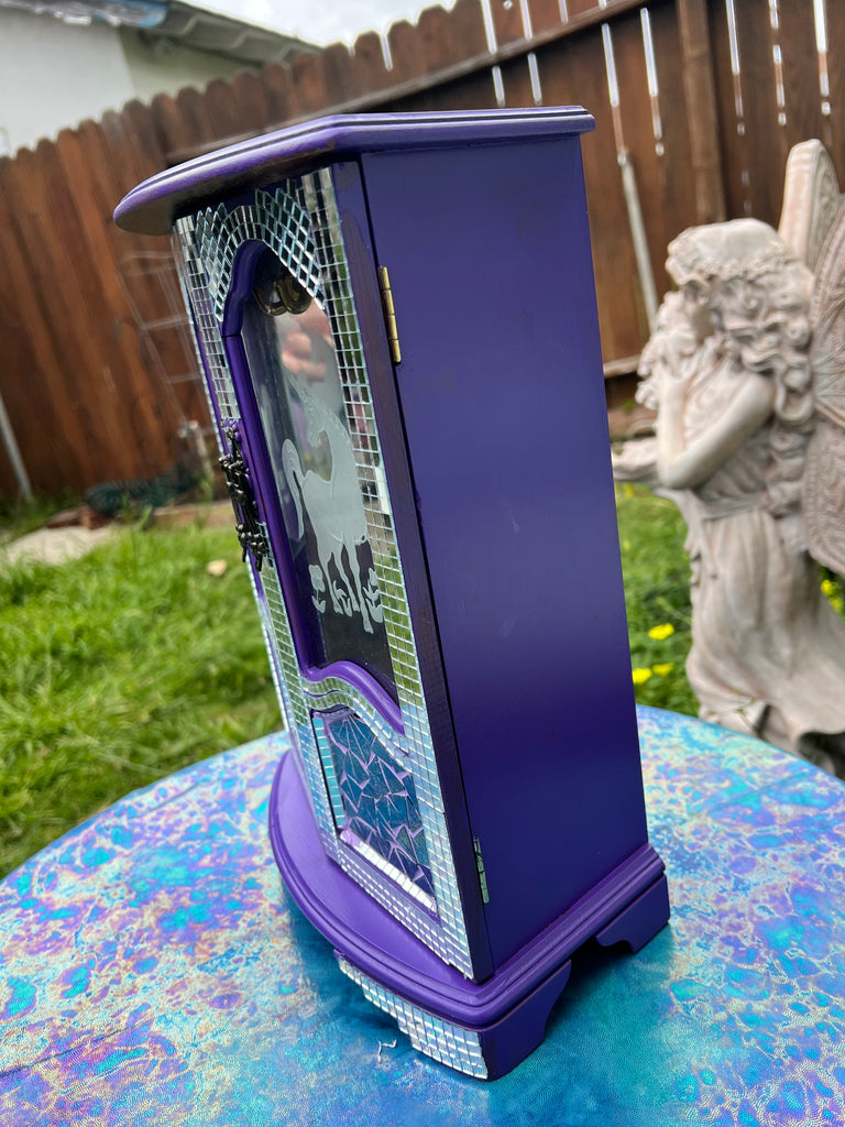 Purple Disco Mosaic Unicorn jewelry case