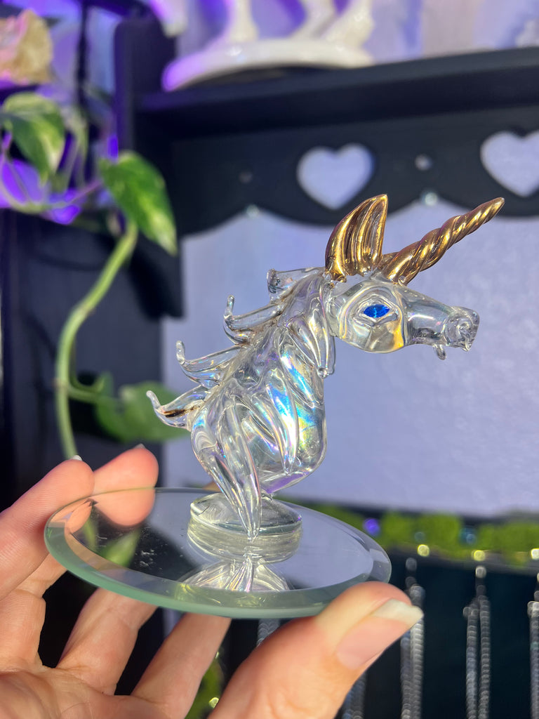 Iridized Glass Unicorn head