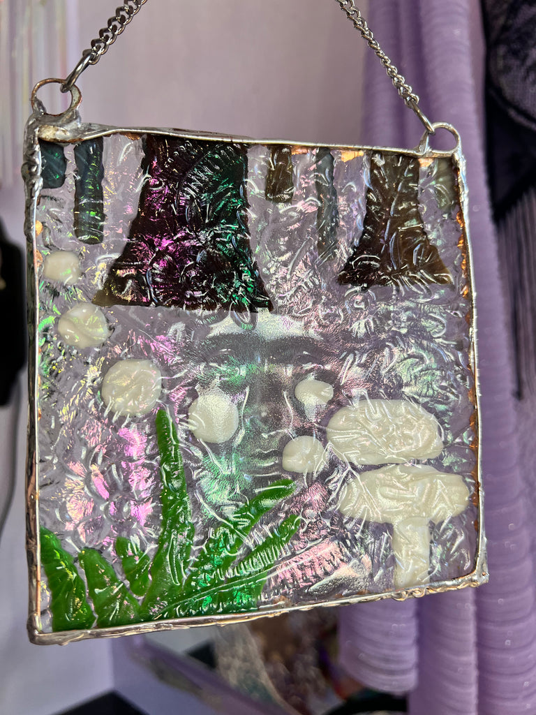 Forest scene Green Lady Window Hang, one of a kind
