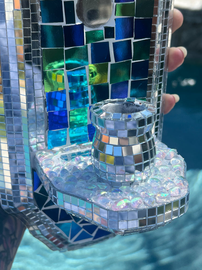 Disco Deco mosaic wall sconce Candle Holder & Mirror