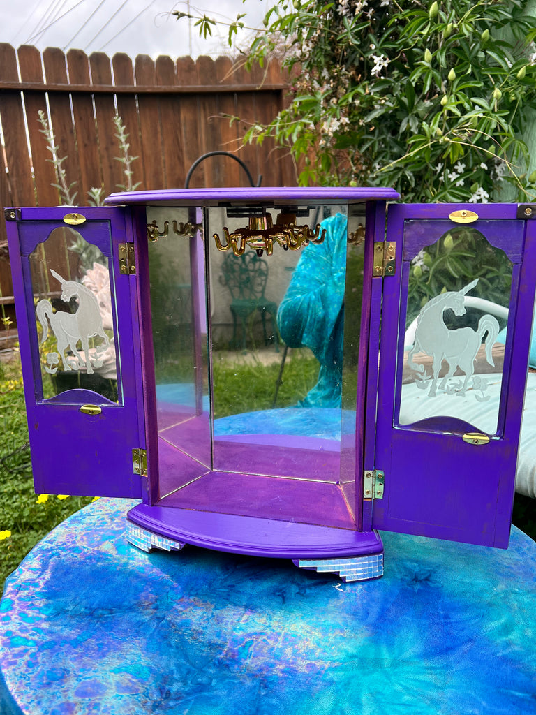Purple Disco Mosaic Unicorn jewelry case