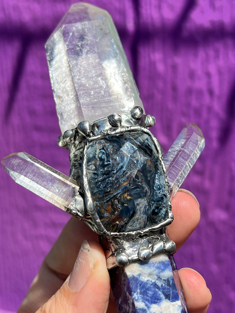 New Vision Sodalite, Quartz and Pietersite wand/Spiritual Tool