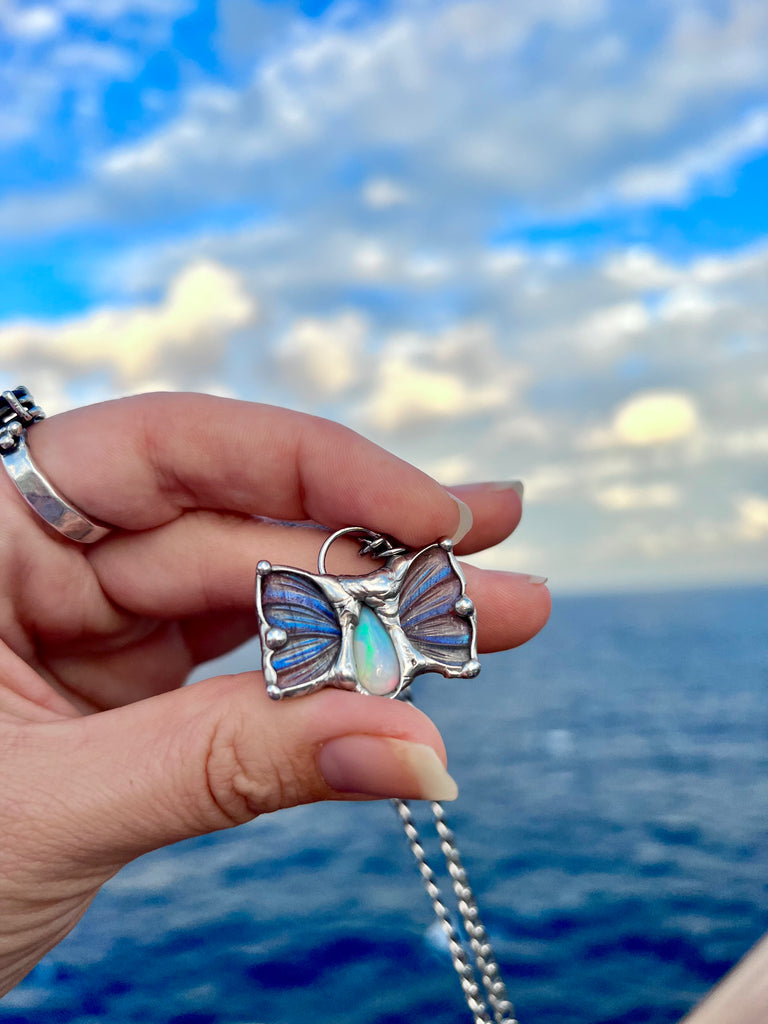 Tobaira Labradorite and Opal fairy wing amulet no.1