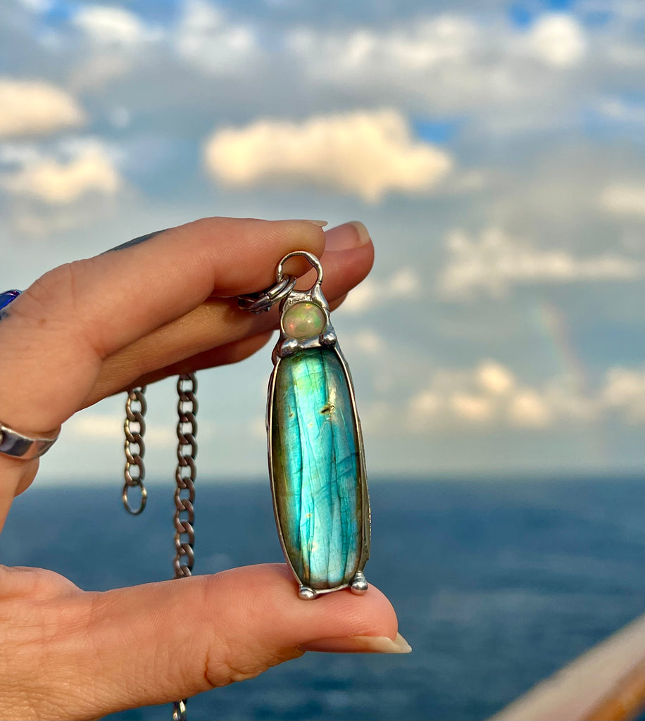 Tobaira Labradorite and Opal amulet no.2