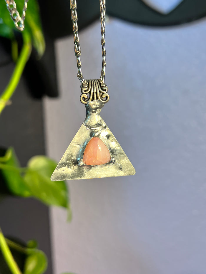 Pink Opal Triangle amulet