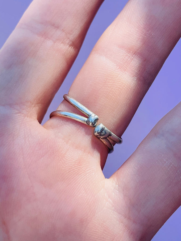 Handmade sterling silver Green Moonstone adjustable ring sizes 6-8