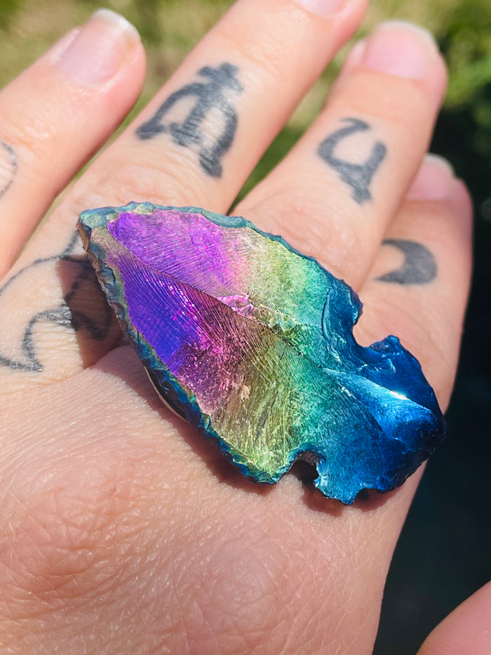 Aurafied Arrowhead adjustable  ring sizes 6-9