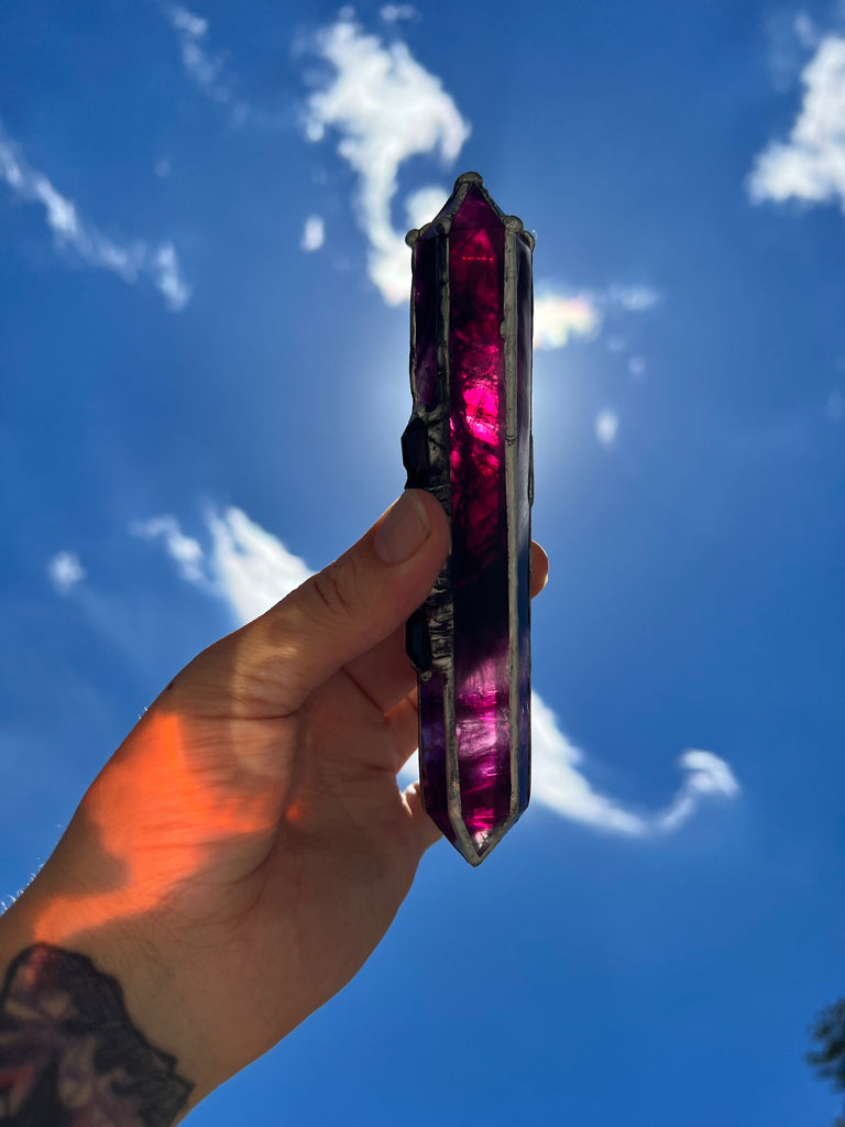 Rare Magenta  Fluorite & Ruby Zoisite wand