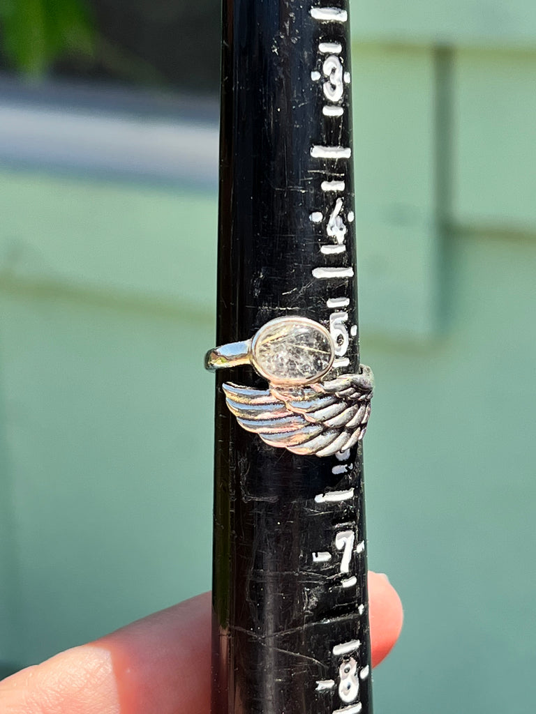 Angel Wing Ring with Rutilated Quartz size 6