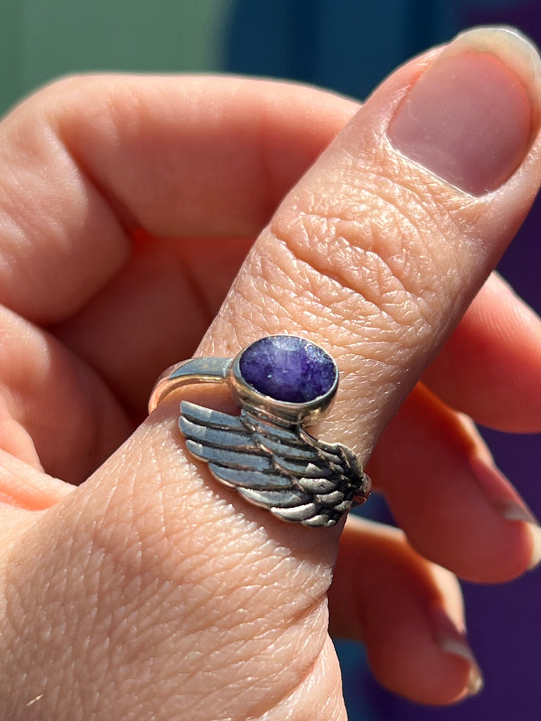 Angel Wing Ring with Charoite size 8.5 (no.2)