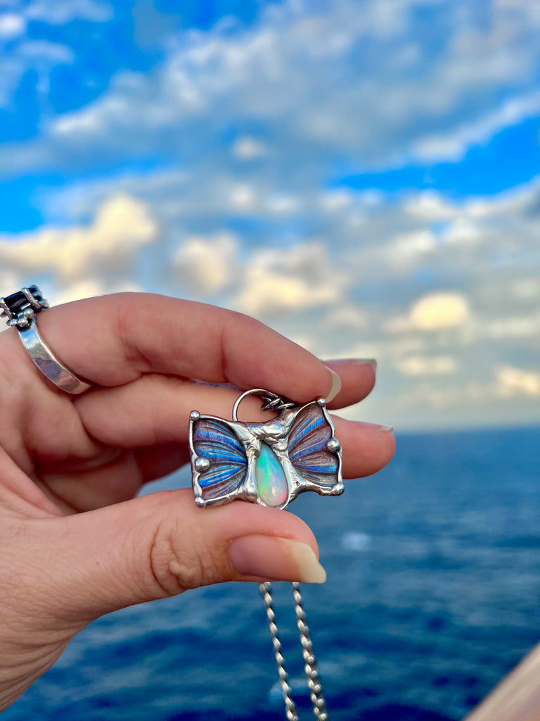 Tobaira Labradorite and Opal fairy wing amulet no.1