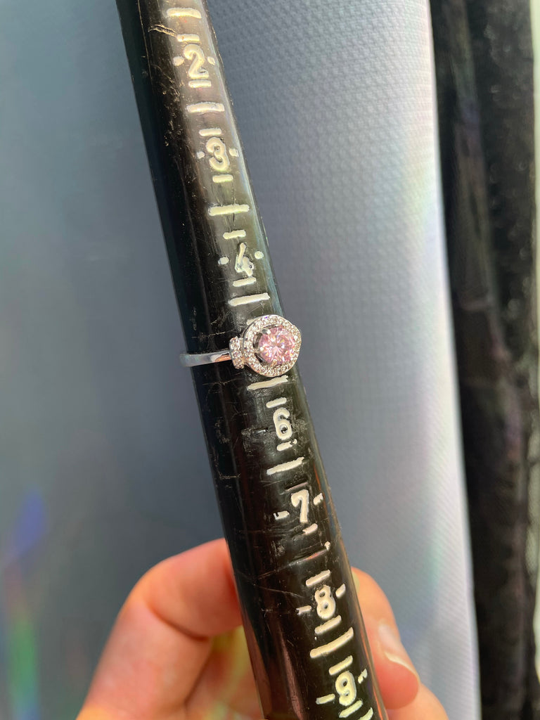 Pink and clear Zirconium ring size 5