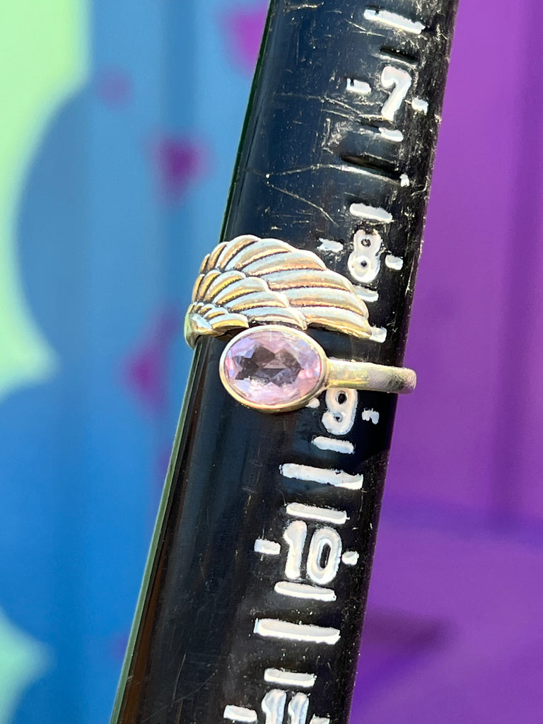 Angel Wing Ring with faceted Amethyst size 9