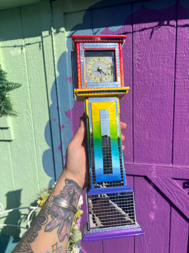 Rainbow Mirror Glass Mosaic Desk clock