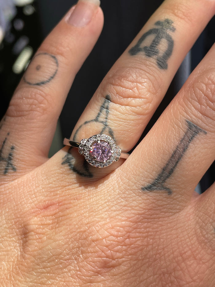 Pink and clear Zirconium ring size 5