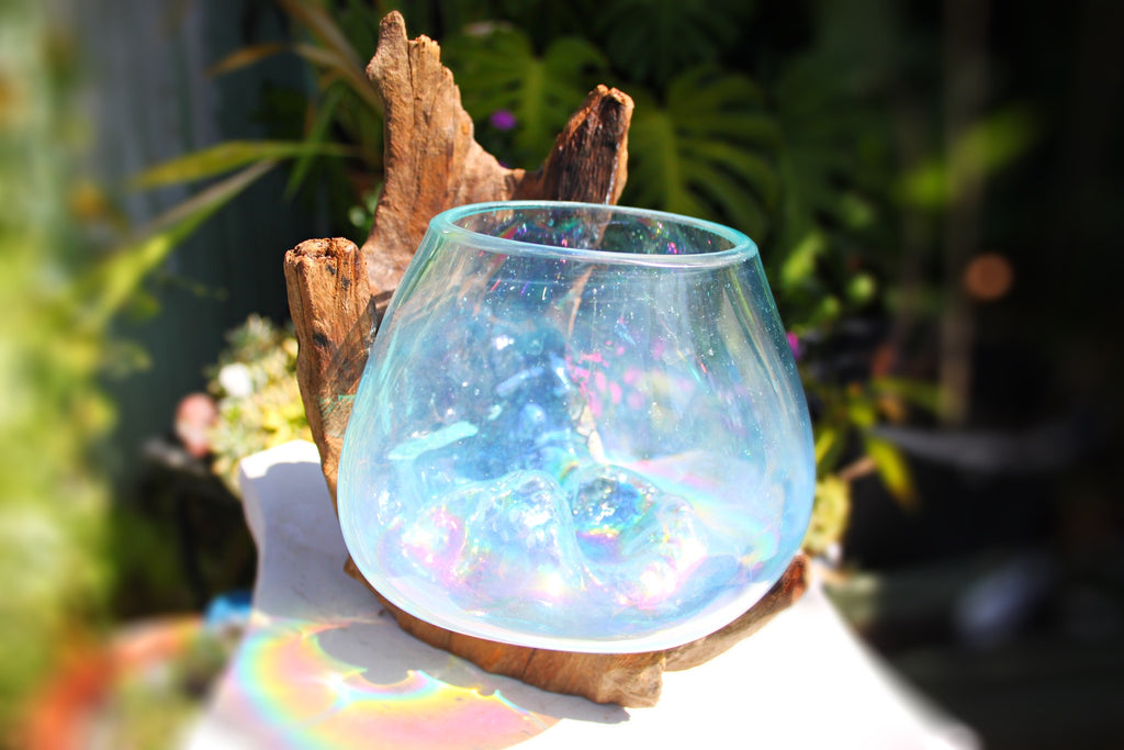 Rainbow Drippy Glass candle/terrarium no.9