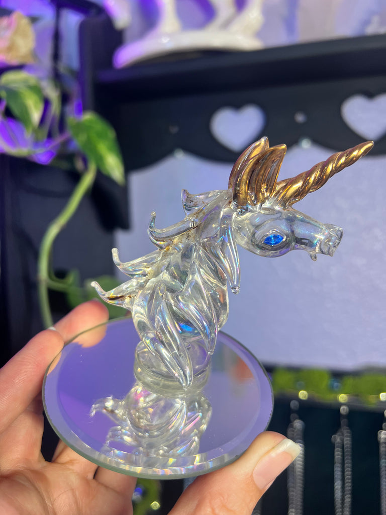 Iridized Glass Unicorn head