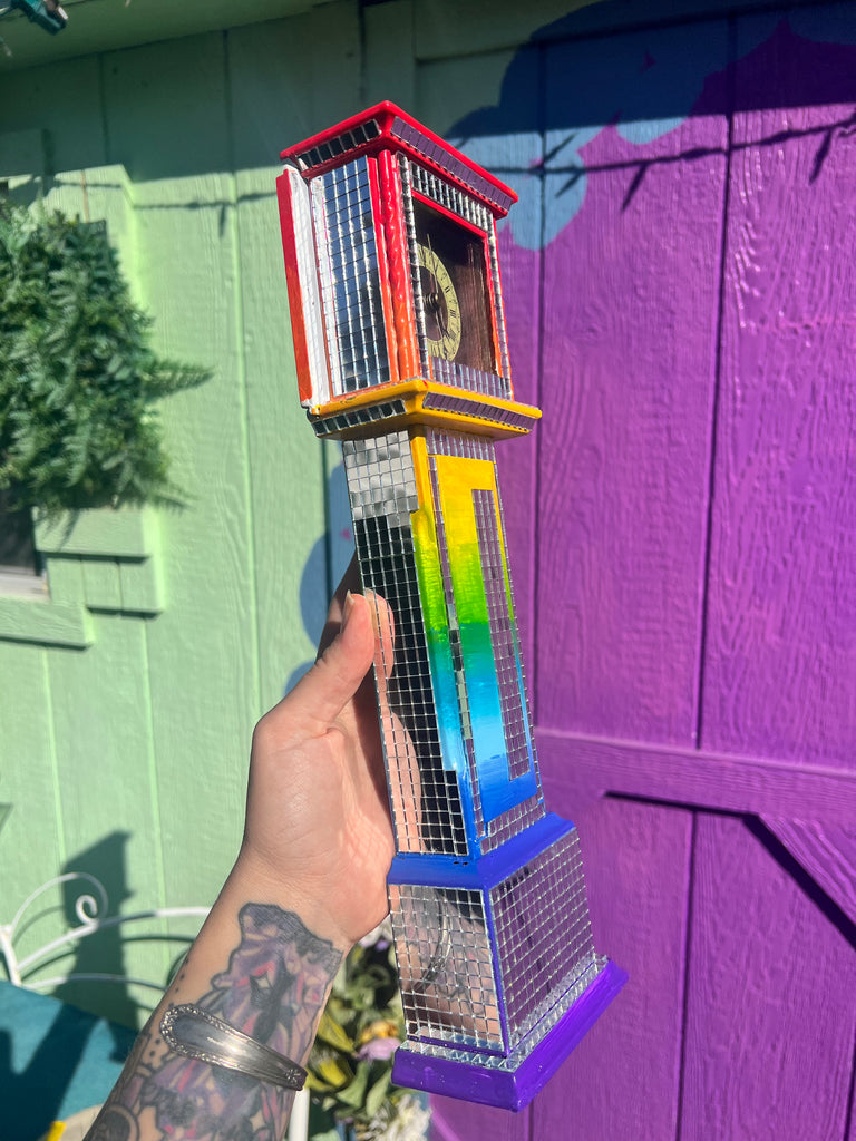 Rainbow Mirror Glass Mosaic Desk clock