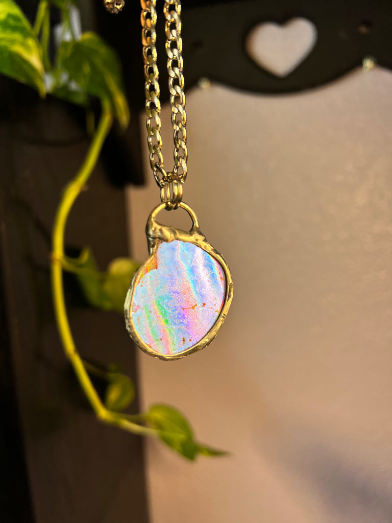 Holographic Aura coated Ammonite amulet no.6