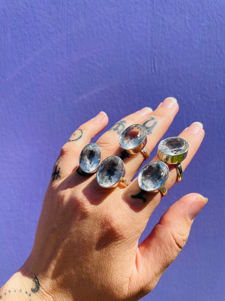 (1pc) Faceted Quartz Rings