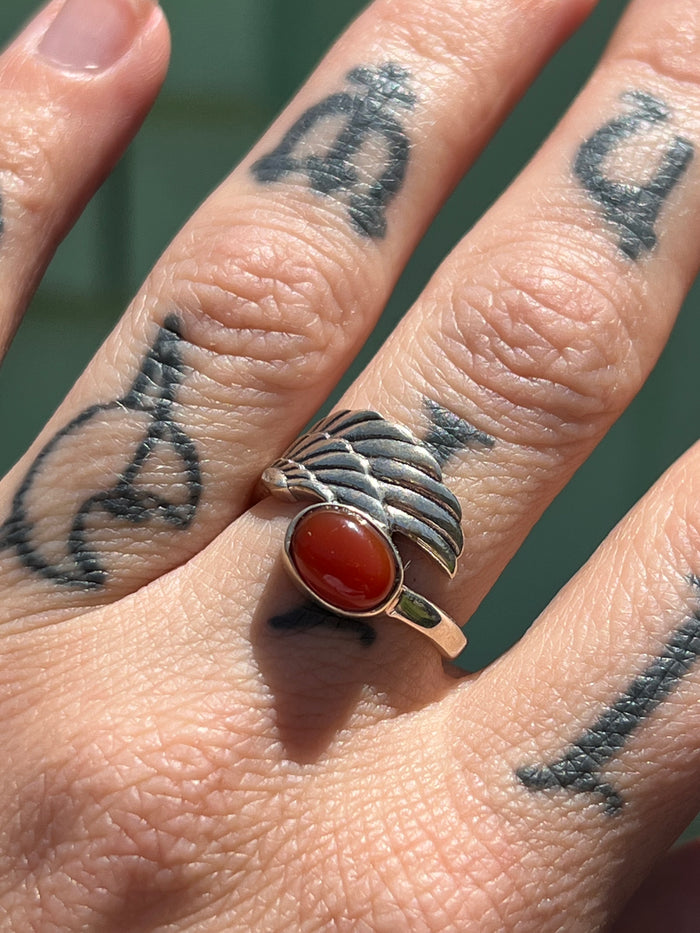 Angel Wing Ring with Carnelian size 6