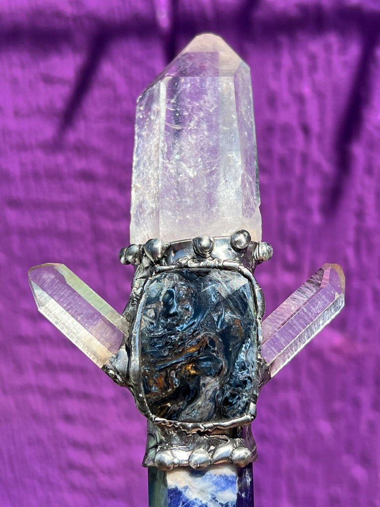 New Vision Sodalite, Quartz and Pietersite wand/Spiritual Tool