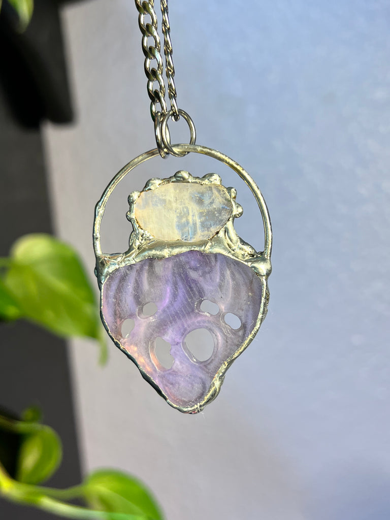 Fluorite Dragon & moonstone cloud Amulet