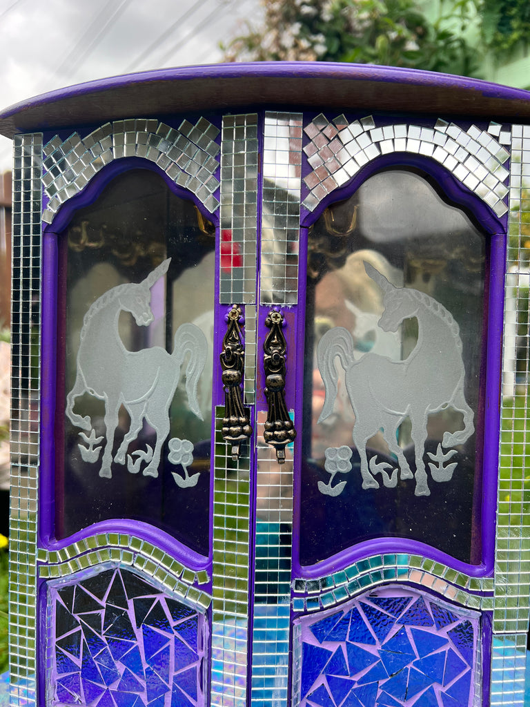 Purple Disco Mosaic Unicorn jewelry case