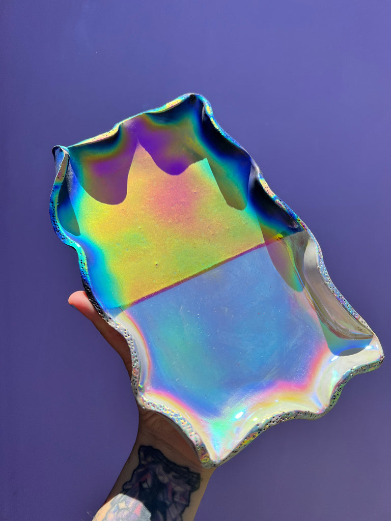 Aura coated ceramic place OOAK