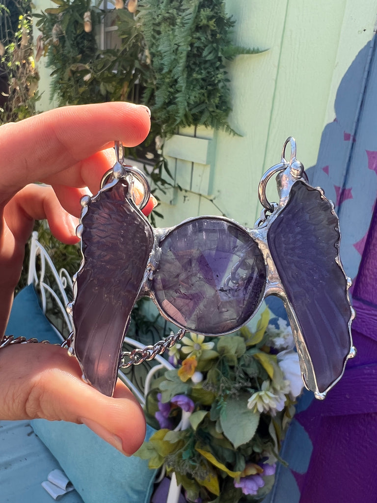 Art Angel Amulet no.10 (Fluorite wings & Amethyst)