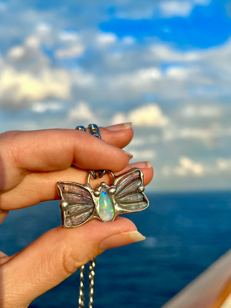 Tobaira Labradorite and Opal fairy wing amulet no.2