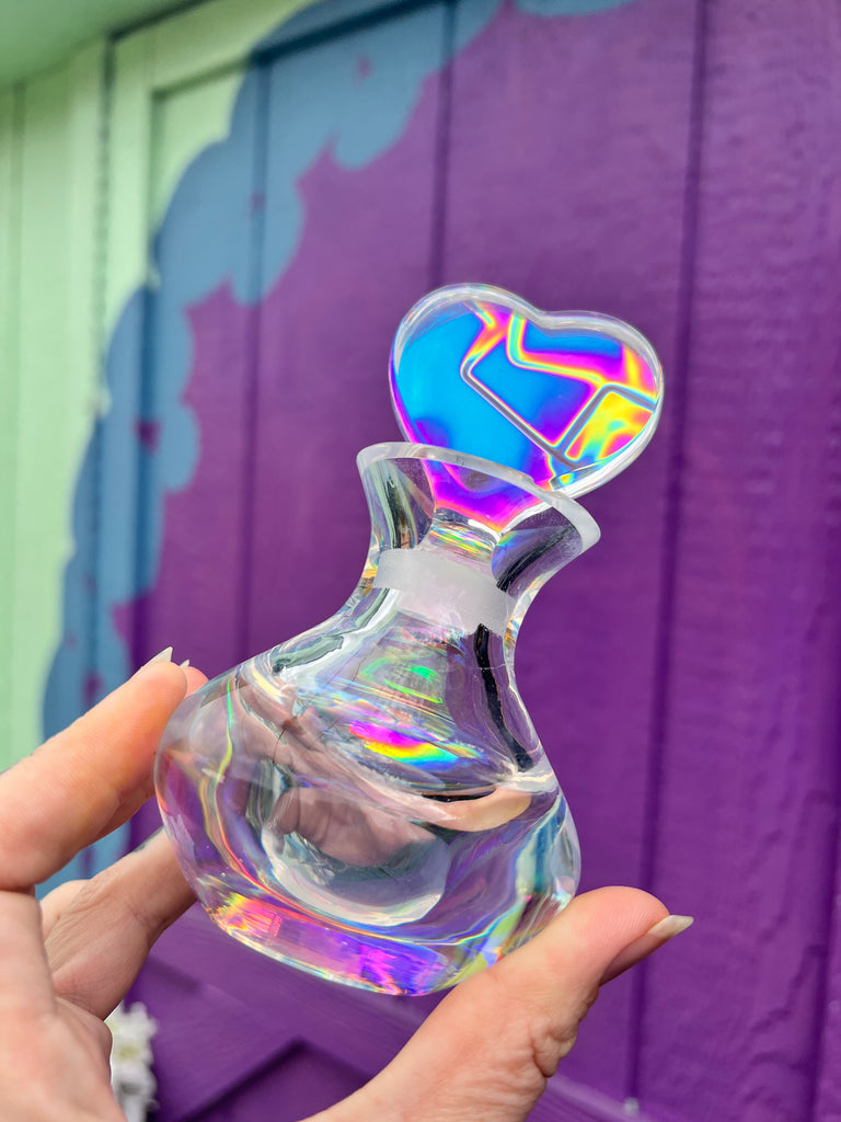 Aurafied Vintage Glass Perfume Bottle with Heart Stopper