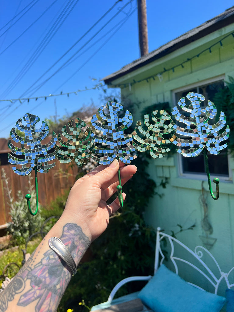 Disco Mosaic Monstera Leaf Key/jewelry holder