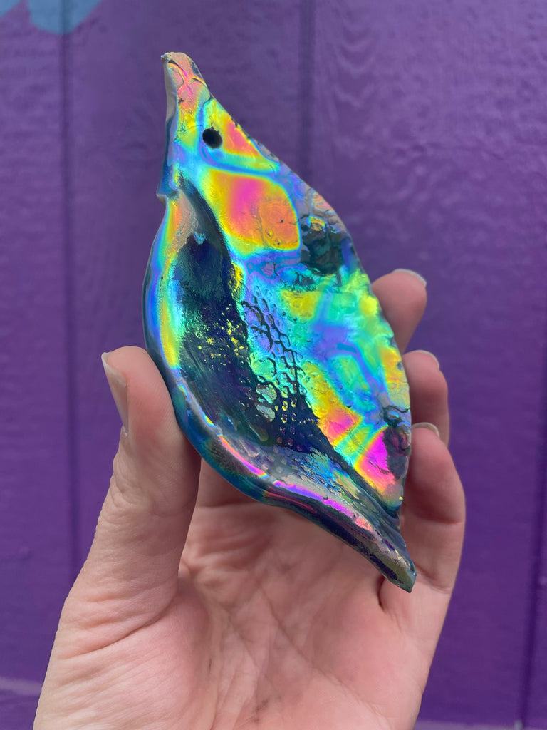 Handmade Aura Ceramic Leaf dish and/or wall art