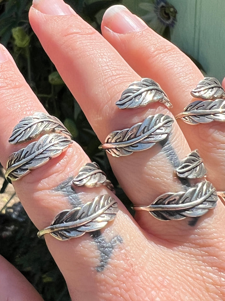 Adjustable Sterling Silver Leaf Ring