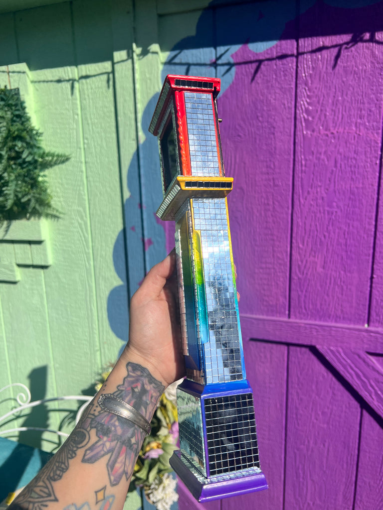Rainbow Mirror Glass Mosaic Desk clock