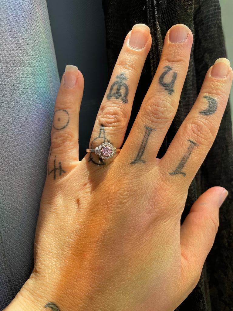 Pink and clear Zirconium ring size 5