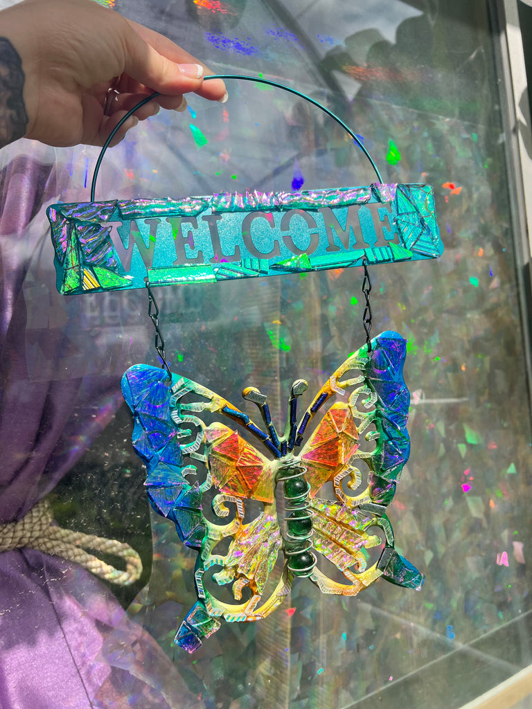 Welcome’ Butterfly dichroic glass mosaic no.3