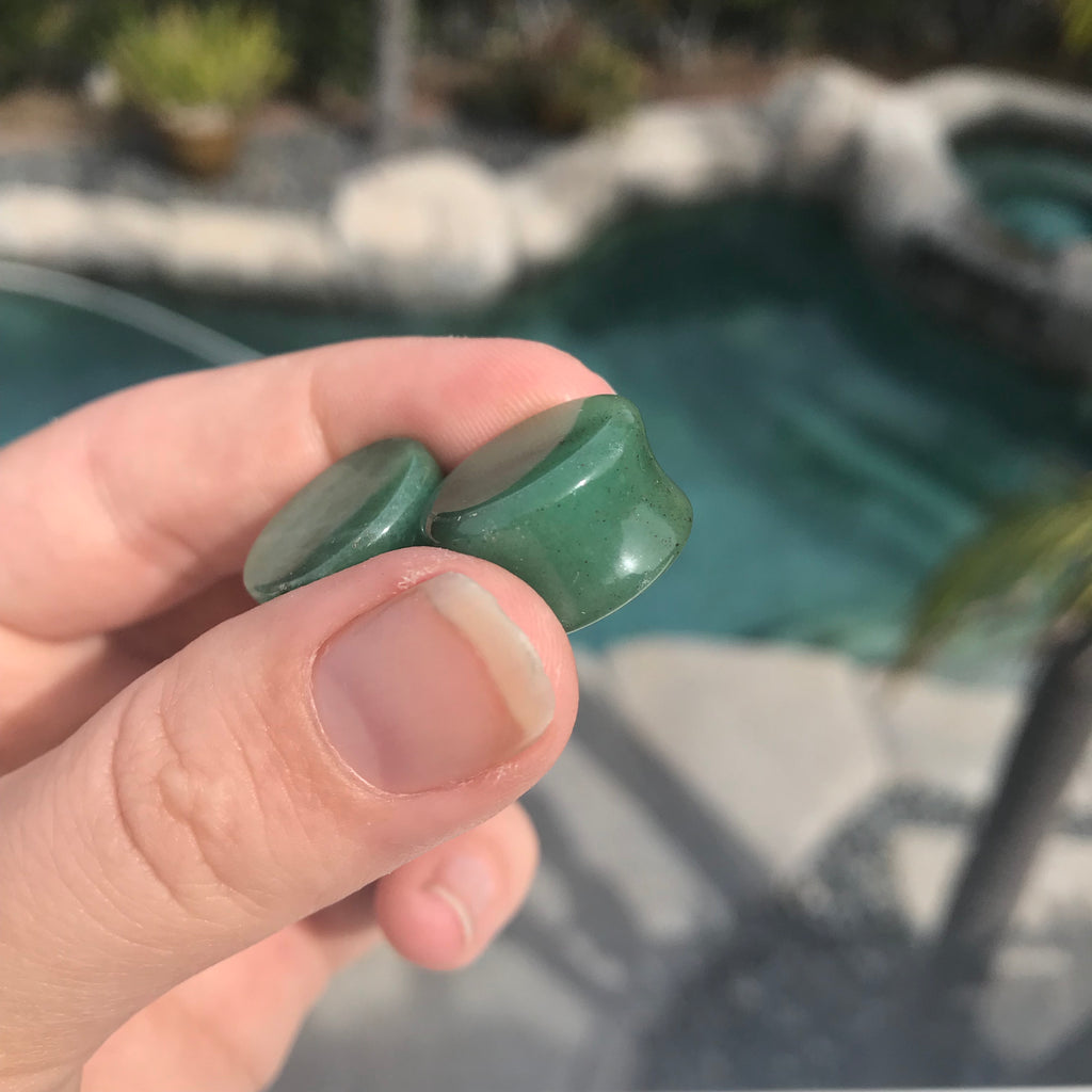 Green Jade Flared Gauges (Choose Size!)