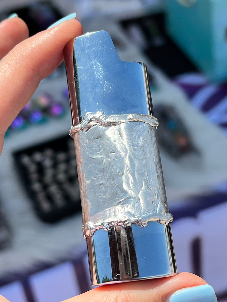 Recycled CD and Labradorite fire case on silver