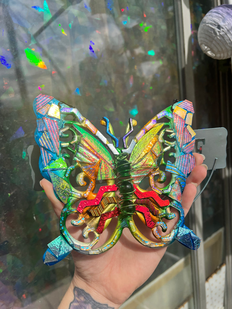 ‘Welcome’ Butterfly dichroic glass mosaic no.5