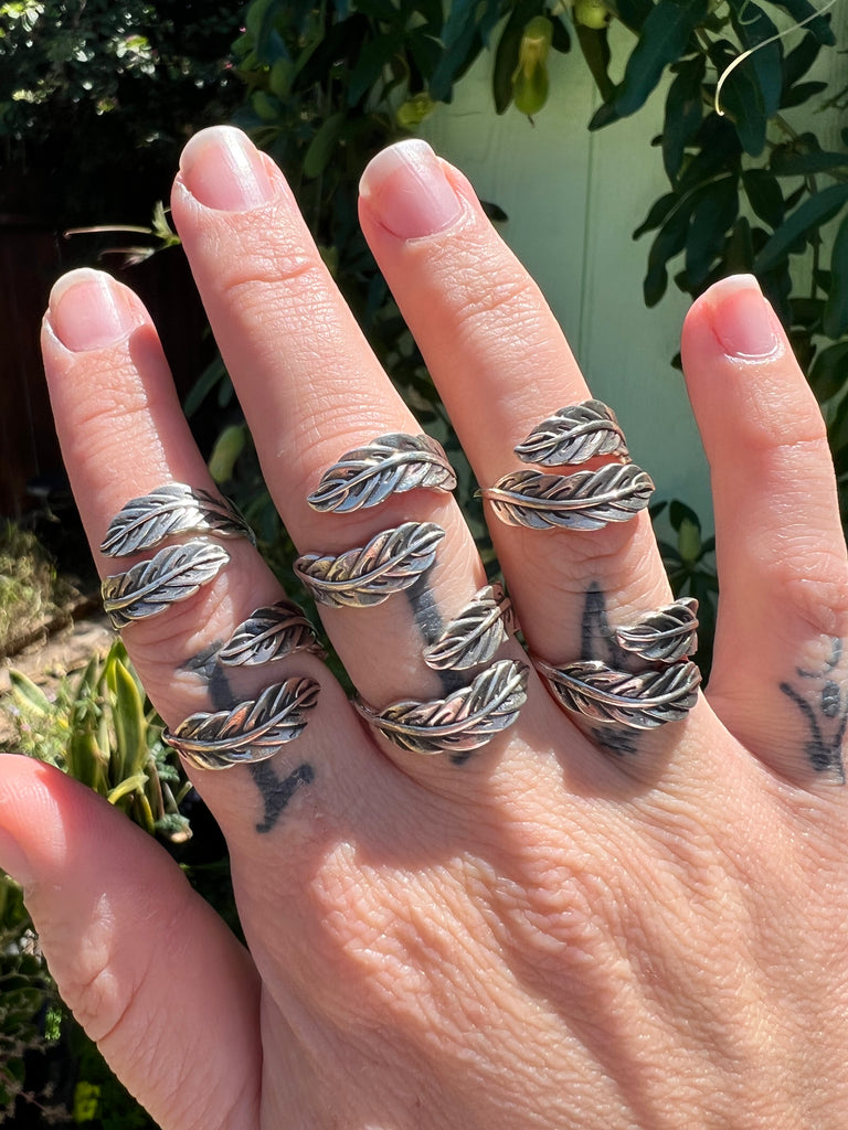 Adjustable Sterling Silver Leaf Ring