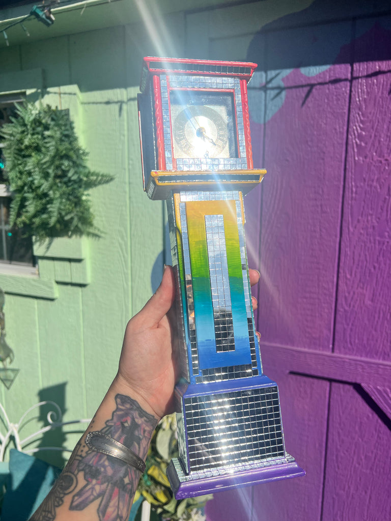 Rainbow Mirror Glass Mosaic Desk clock