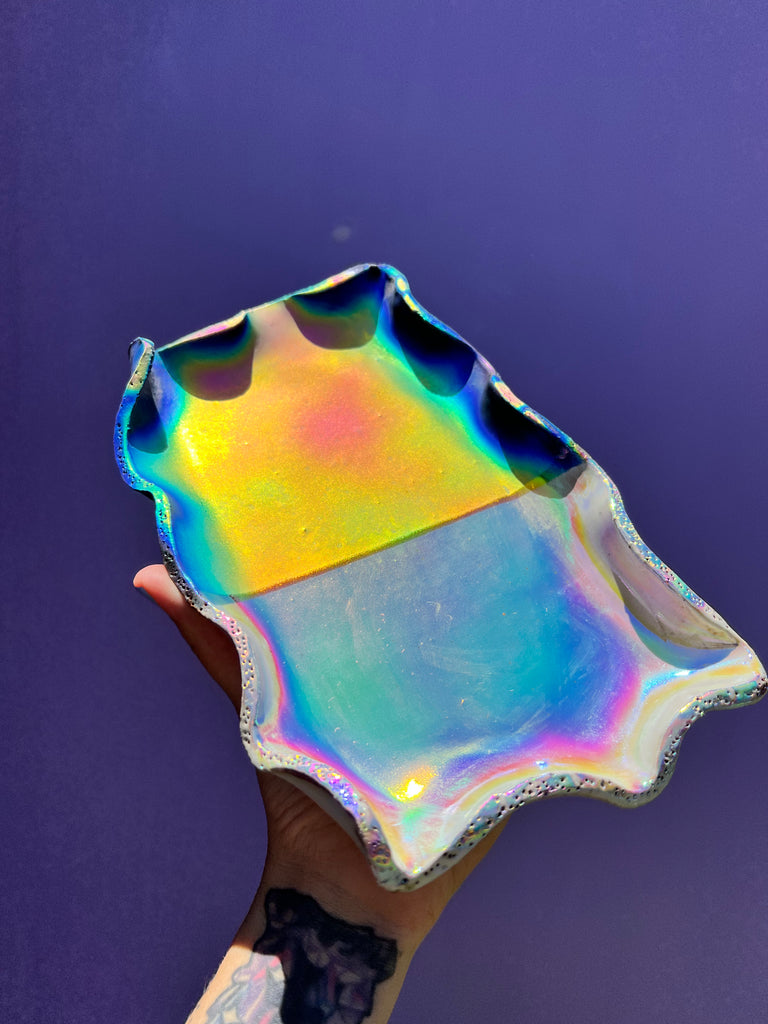 Aura coated ceramic place OOAK