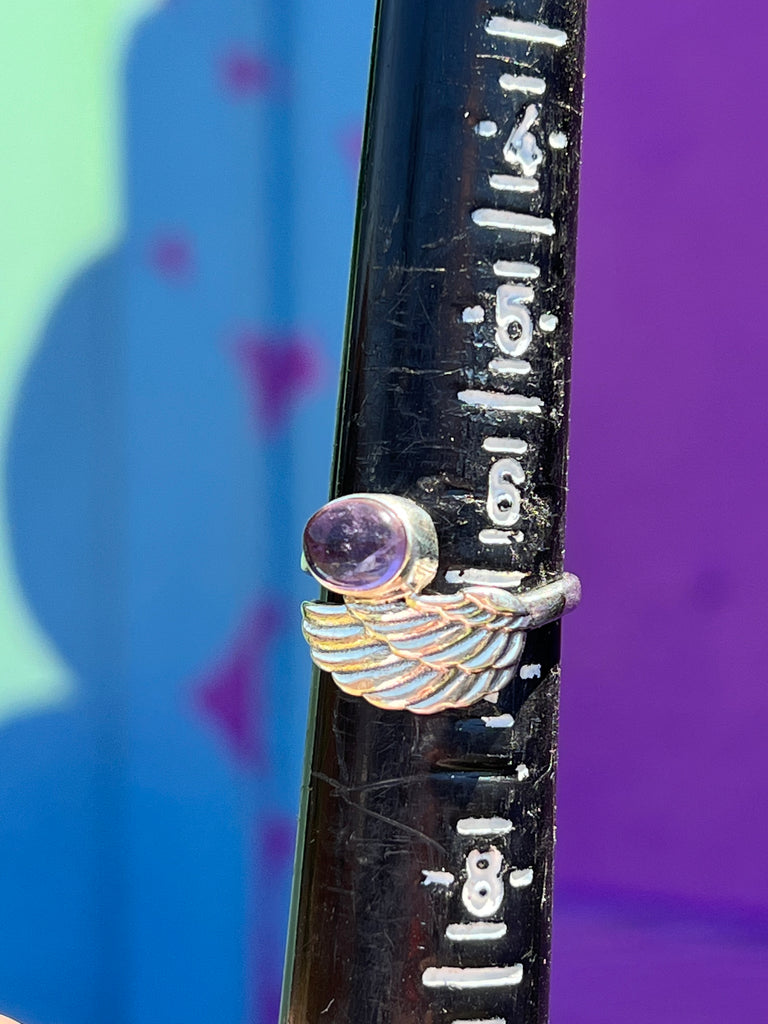 Angel Wing Ring with Amethyst  size 7