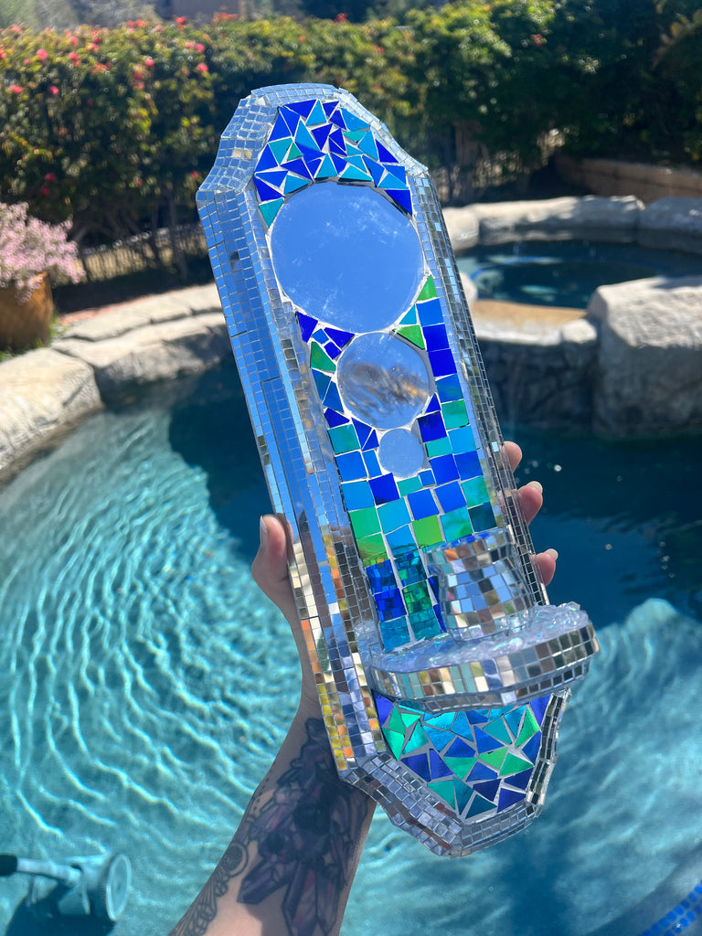 Disco Deco mosaic wall sconce Candle Holder & Mirror