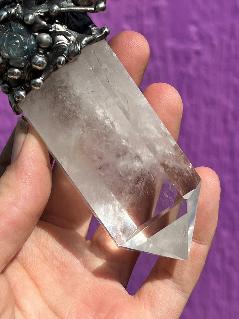 Labradorite Rose Aura Quartz Dragon wand, spiritual tool