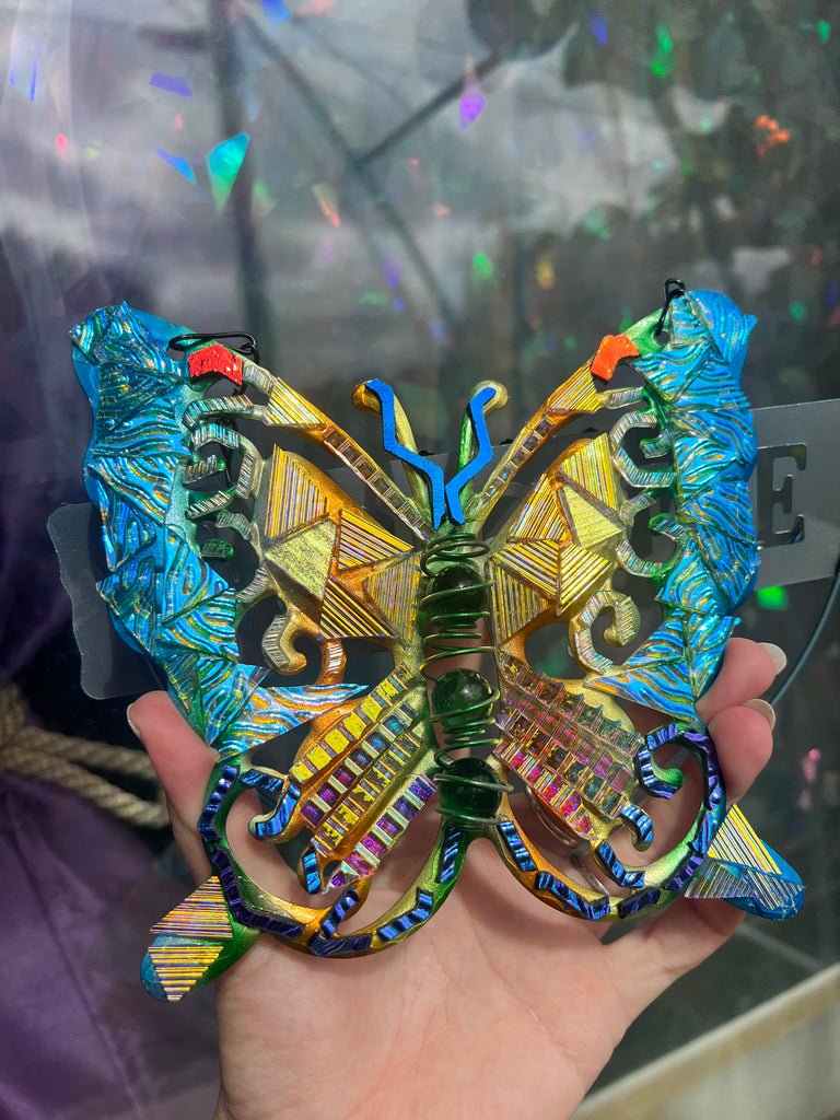 ‘Welcome’ Butterfly dichroic glass mosaic no.1